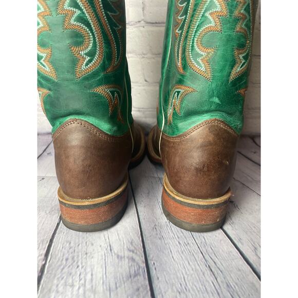 Justin Mens Bent Rail Boot America Cow Foot Double Stitched Wide Round Toe 9 - Picture 4 of 10